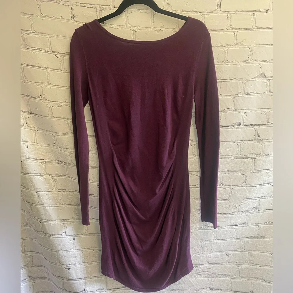 5/$20 Women’s Express Purple Maroon Rouched Long Sleeve Sweater‎ Dress Medium